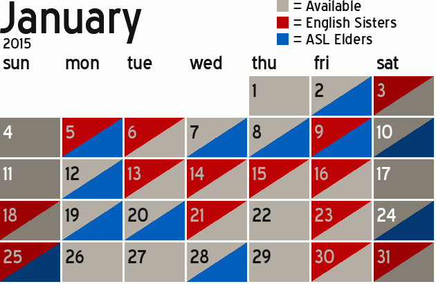 Missionary Dinner Calendar