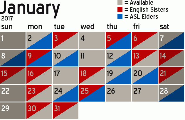 Missionary Dinner Calendar