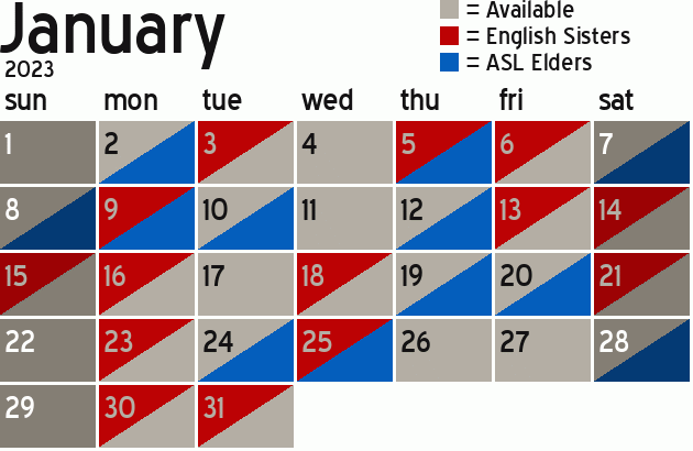 Missionary Dinner Calendar