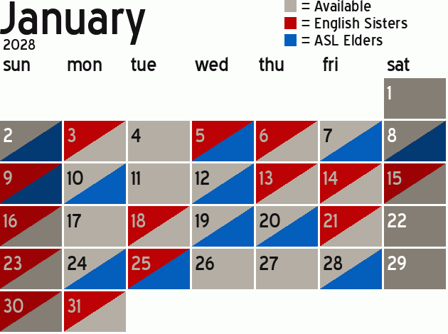 Missionary Dinner Calendar