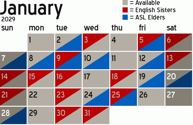 Missionary Dinner Calendar