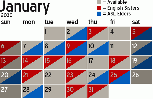 Missionary Dinner Calendar