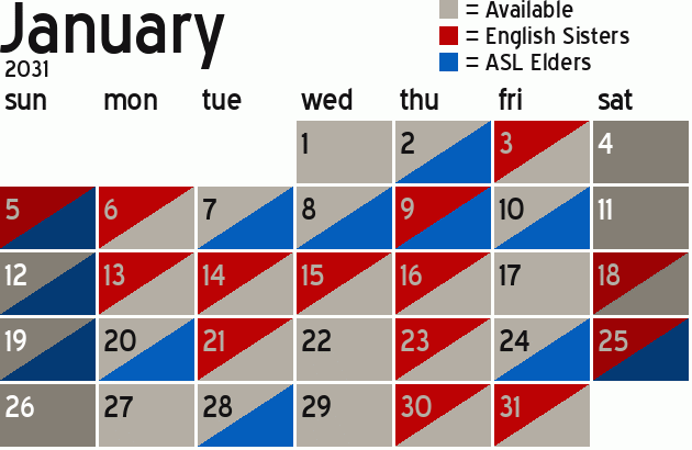Missionary Dinner Calendar
