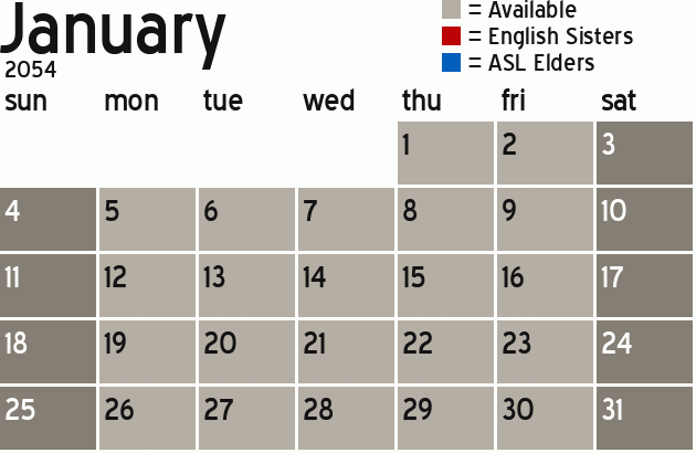 Missionary Dinner Calendar