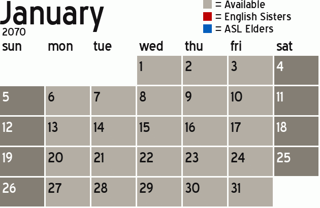 Missionary Dinner Calendar