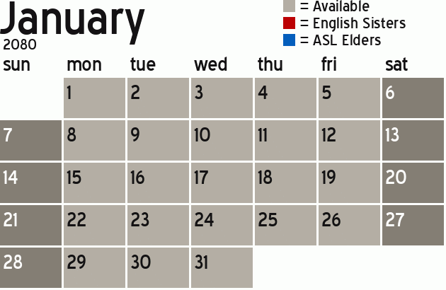 Missionary Dinner Calendar