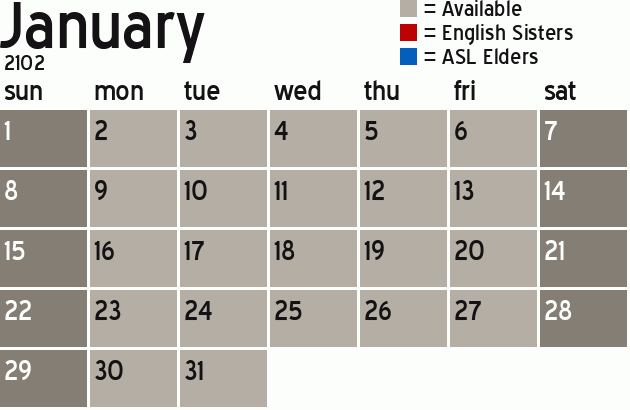 Missionary Dinner Calendar