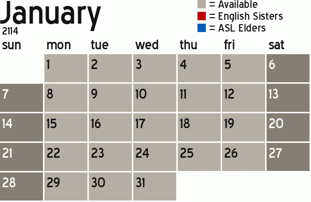 Missionary Dinner Calendar