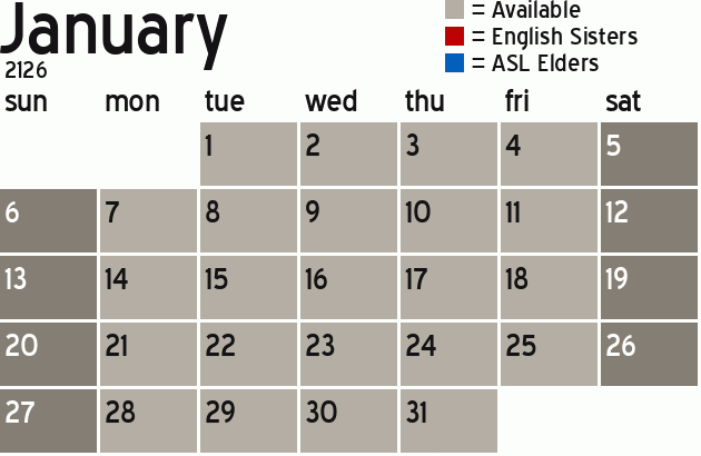 Missionary Dinner Calendar