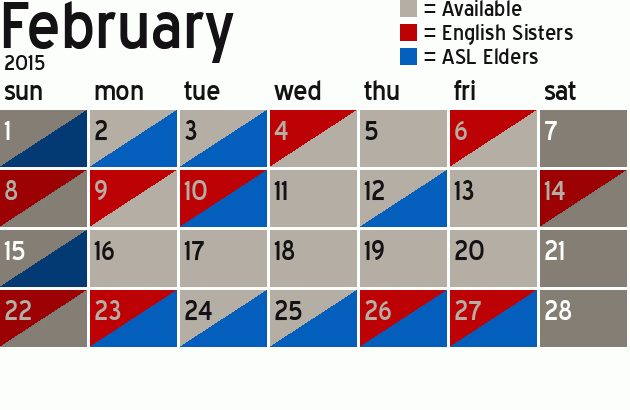 Missionary Dinner Calendar