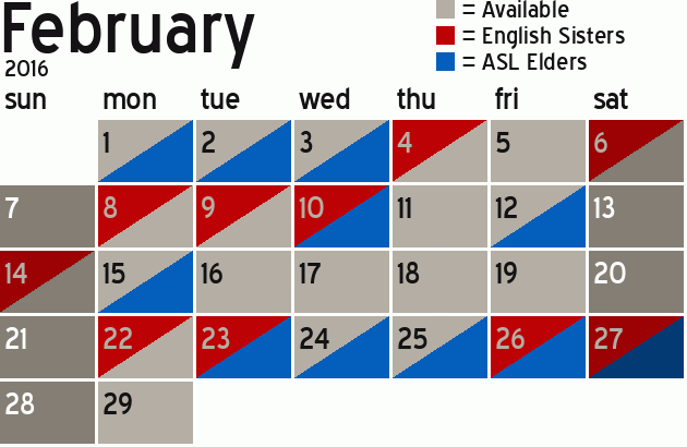 Missionary Dinner Calendar