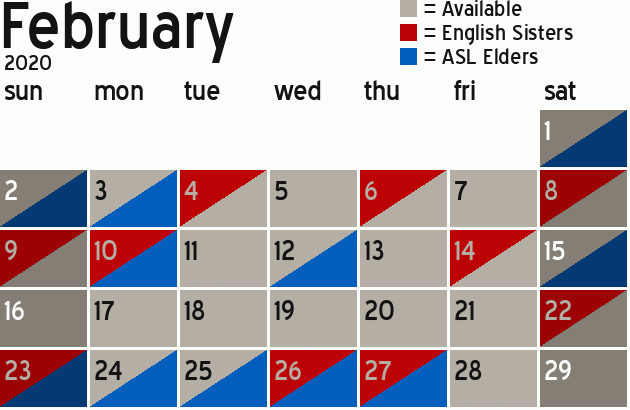 Missionary Dinner Calendar