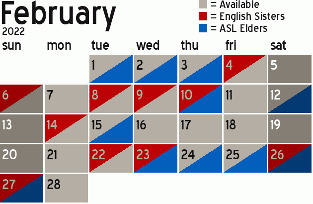 Missionary Dinner Calendar