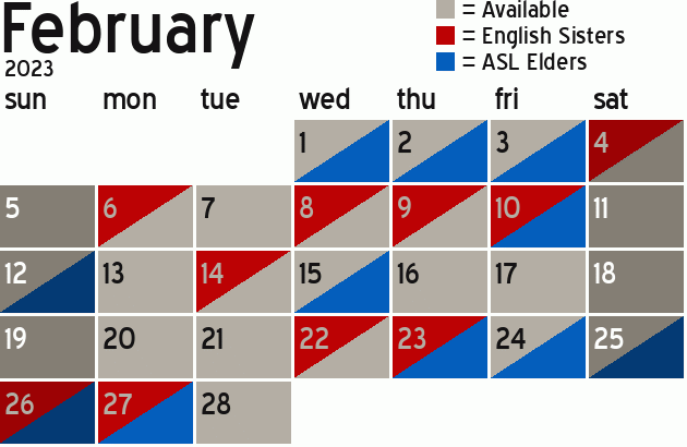 Missionary Dinner Calendar