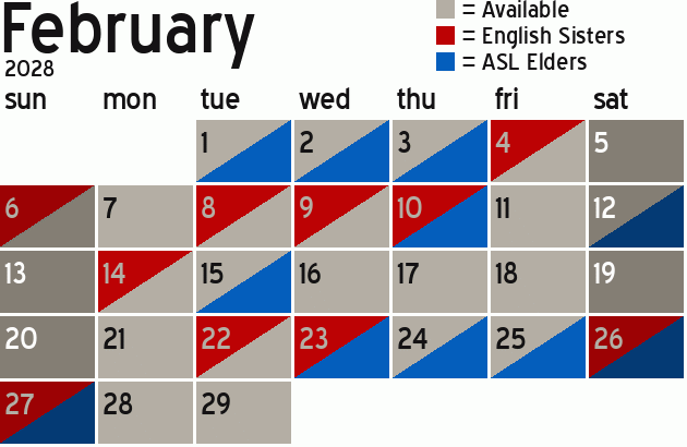 Missionary Dinner Calendar