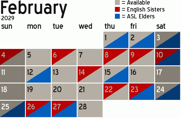 Missionary Dinner Calendar
