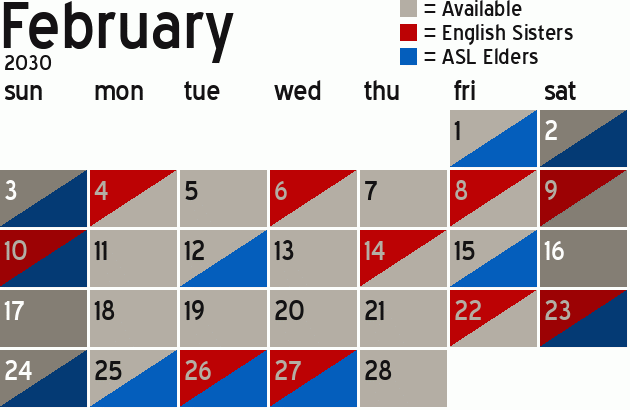 Missionary Dinner Calendar