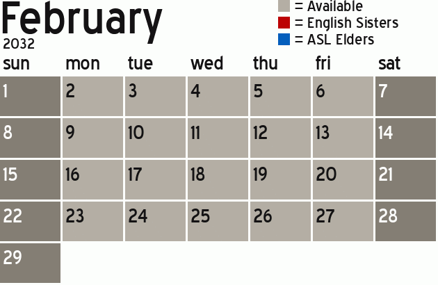 Missionary Dinner Calendar