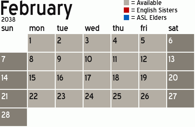 Missionary Dinner Calendar