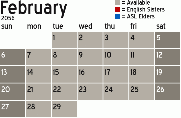Missionary Dinner Calendar
