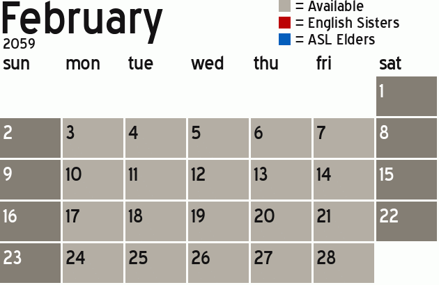 Missionary Dinner Calendar