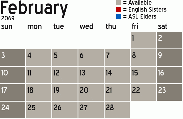 Missionary Dinner Calendar