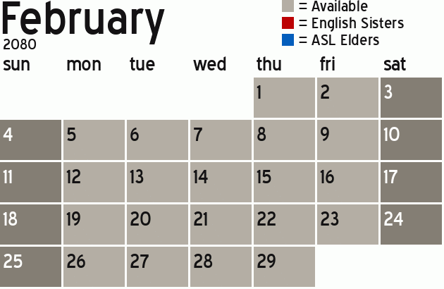 Missionary Dinner Calendar