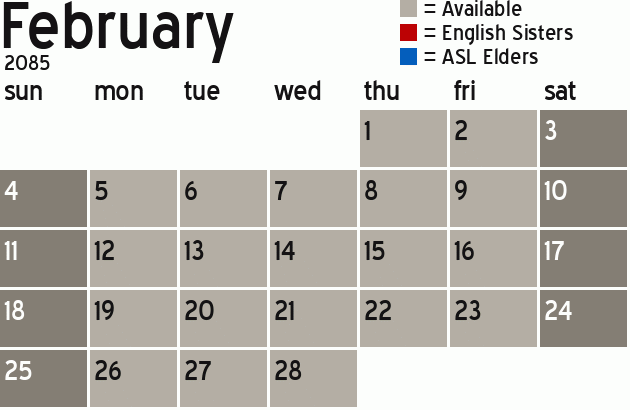 Missionary Dinner Calendar