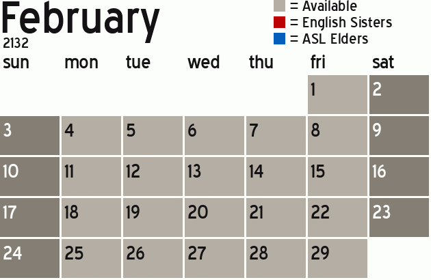 Missionary Dinner Calendar