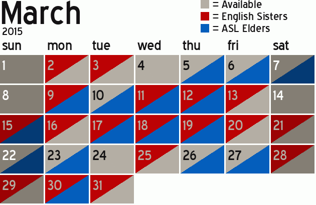 Missionary Dinner Calendar