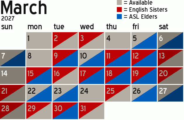 Missionary Dinner Calendar