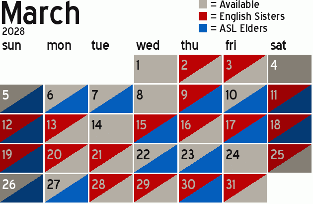 Missionary Dinner Calendar