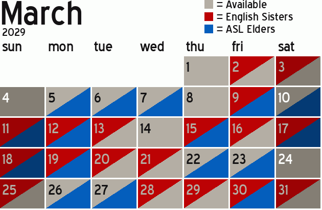 Missionary Dinner Calendar