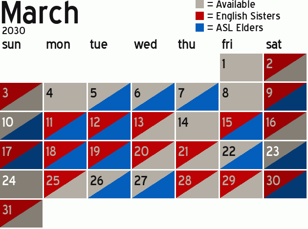Missionary Dinner Calendar