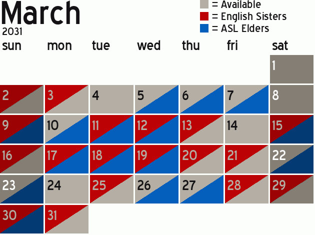 Missionary Dinner Calendar
