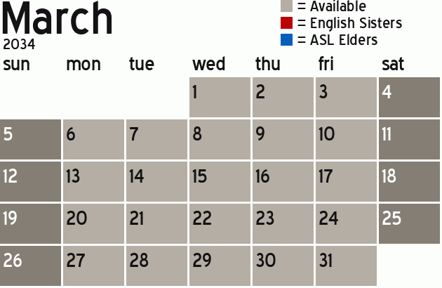 Missionary Dinner Calendar