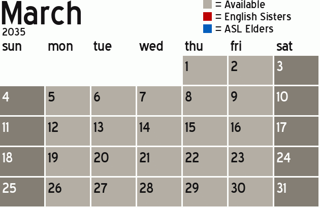 Missionary Dinner Calendar