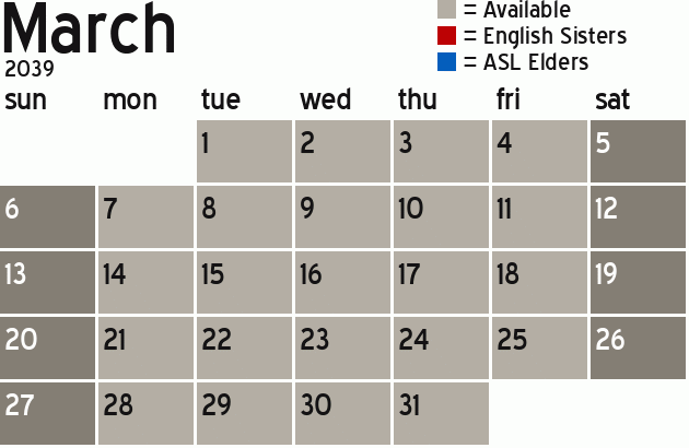 Missionary Dinner Calendar