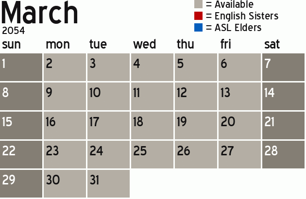 Missionary Dinner Calendar
