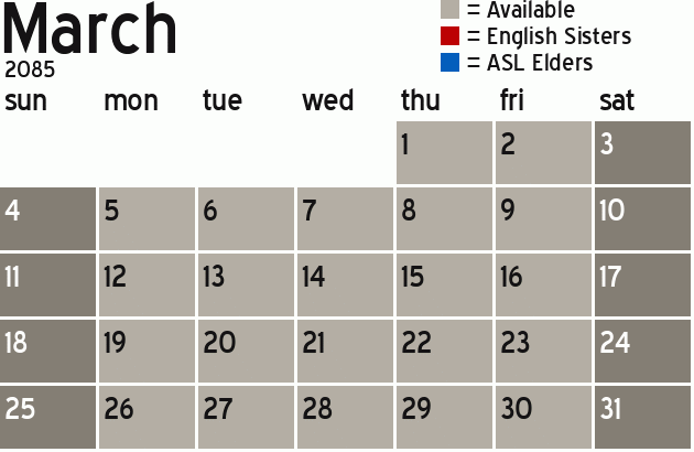 Missionary Dinner Calendar