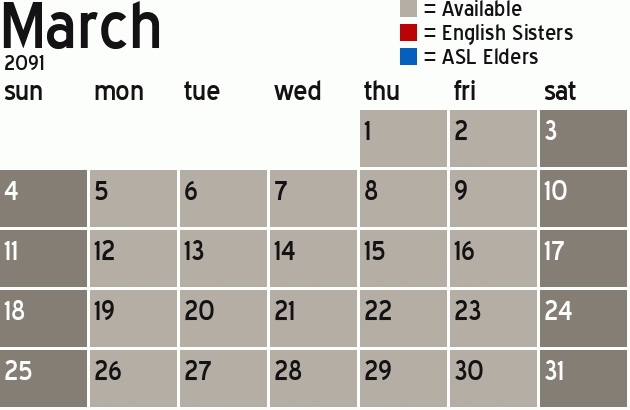 Missionary Dinner Calendar