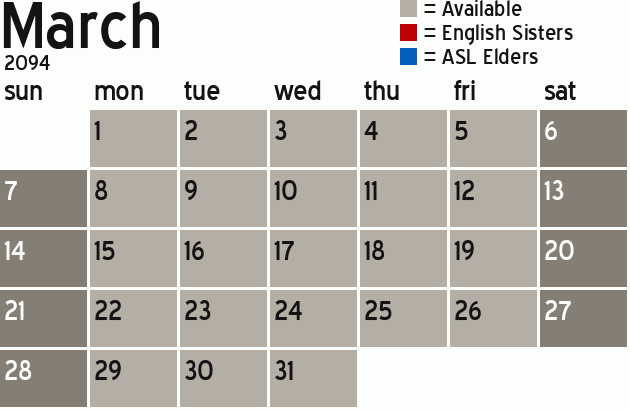 Missionary Dinner Calendar