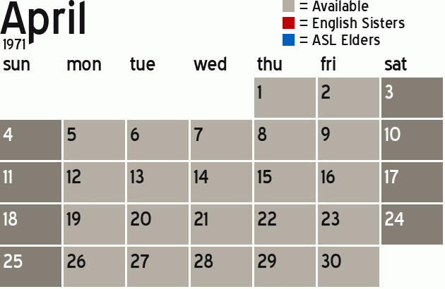 Missionary Dinner Calendar