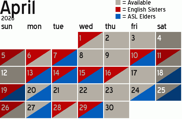 Missionary Dinner Calendar