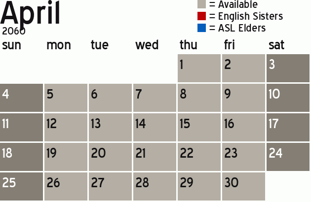 Missionary Dinner Calendar
