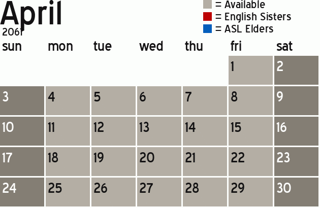 Missionary Dinner Calendar