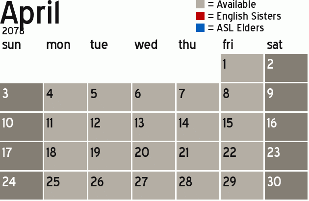 Missionary Dinner Calendar