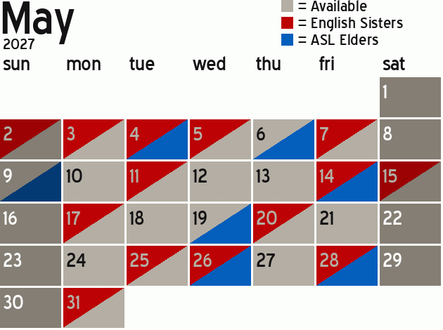 Missionary Dinner Calendar