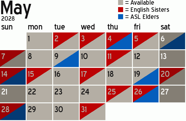 Missionary Dinner Calendar