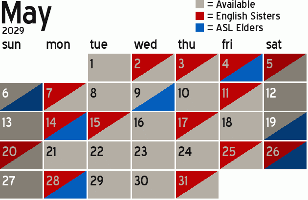 Missionary Dinner Calendar